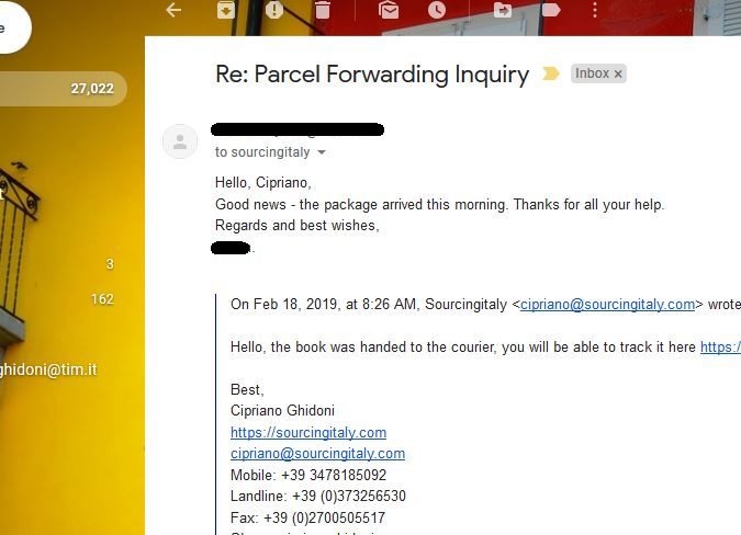 Sourcingitaly Parcel Forwarder 151